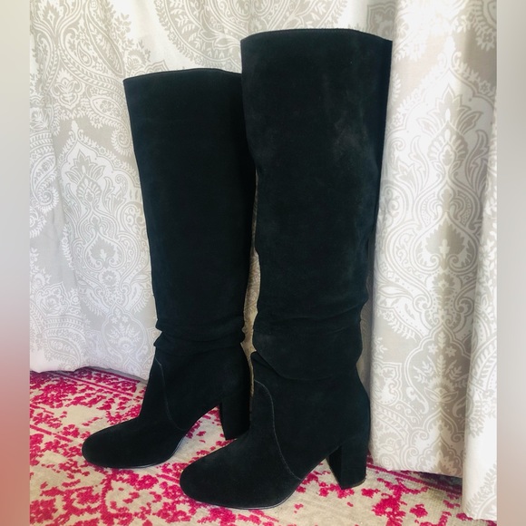 Suede over-the-knee slouch heel boots - Picture 16 of 16